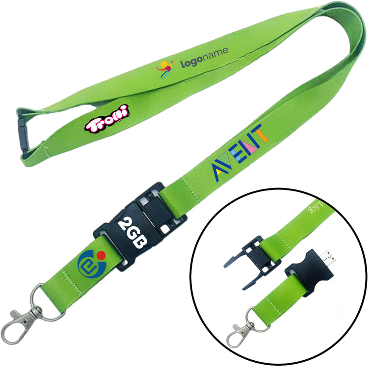 Full Color Custom Lanyard With USB Flash Drive