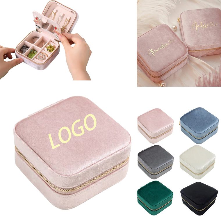 Square Velvet Jewelry Box With Mirror