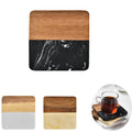 Premium Square Marble & Wood Coasters