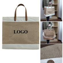 15 ¾″ × 14″ × 7 ¹¹⁄₁₆″ Jute Tote Bag With Waterproof Lining