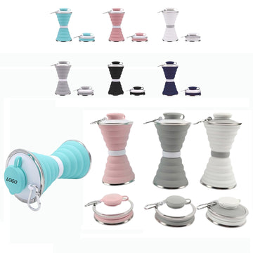 17 Oz Silicone Collapsible Water Bottle Cup With Carabiner