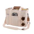 Multi-Pocket Canvas Tote With Crossbody Strap