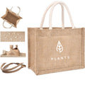 100% Natural Jute Burlap Tote Bag With Soft Canvas Handles