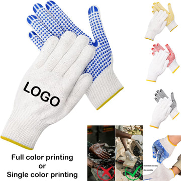 Cotton Work Gloves With Rubber Grip Dots