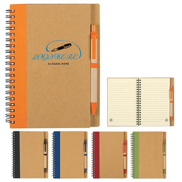 Kraft Cover Spiral Notebook With Pen