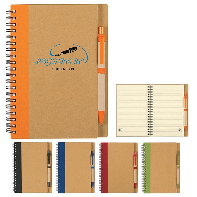 Kraft Cover Spiral Notebook With Pen