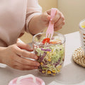 Double-Layer Drain Sealed Fuit&Salad Storage Cup With Fork