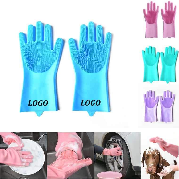 Silicone Dishwashing Gloves With Scrubbers