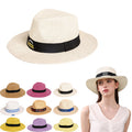 Unisex Travel Straw Panama Hat Summer Wide Brim Straw Hat