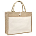 2 Tone Jute Tote Bag with Large Front Pocket