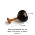 Coconut Shell Goblet Cup On Wooden Bases For Beach Party