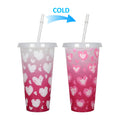 Festive Theme Color Changing Cold Cups With Lids Straws