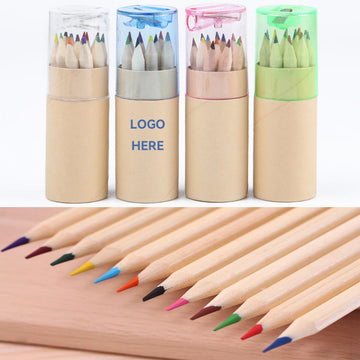 12 Colored Pencils In Tube W/Sharpener