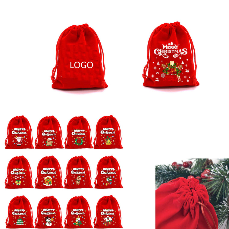 Christmas Drawstring Flannel Candy Bag