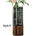 Artistic Glass Vase Flower Vase With Wooden Base