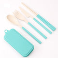 Wheat Straw Cutlery Spoon Knife Fork Utensils Set With Case
