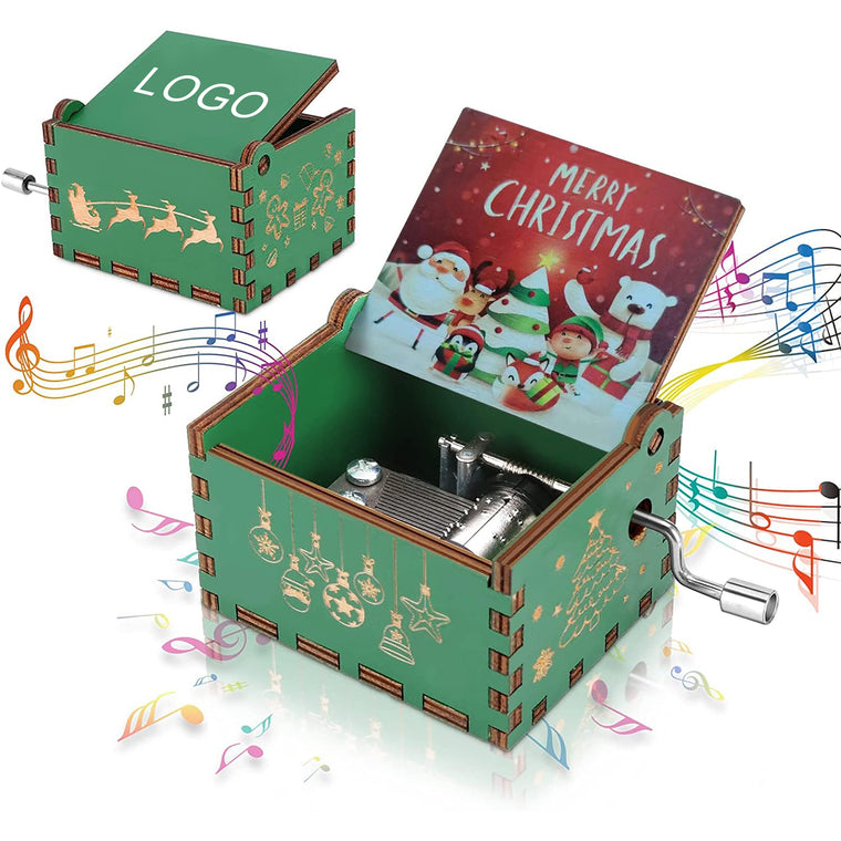 Wooden Merry Christmas Music Box