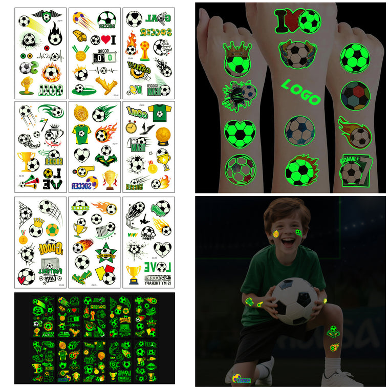 Glow In The Dark Soccer Temporary Tattoos
