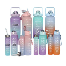 Wide Mouth Sports Water Bottles 3 Pcs Set With Time Marker