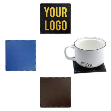 4" PU Leather Square Coaster