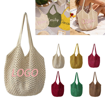 Large Capacity Crochet Knit Shoulder Beach Bag Hollow Out Tote