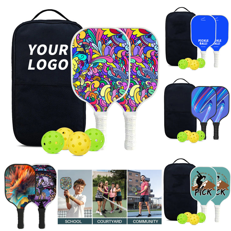 Fiberglass Pickleball Paddle Set With Carry Bag and 4 Balls