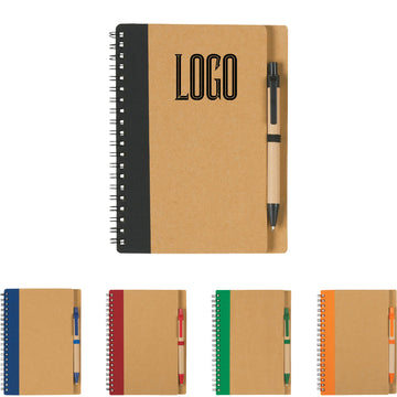 Classic Style Kraft Paper Notebook W/Pen