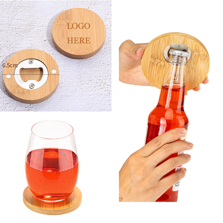 Bamboo Coaster With Bottle Opener