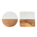 4" Marble And Acacia Wooden Insulated Coasters