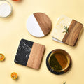 Premium Square Marble & Wood Coasters
