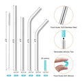 Set Of 16 Reusable Stainless Steel Straws