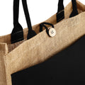 2 Tone Jute Tote Bag with Large Front Pocket