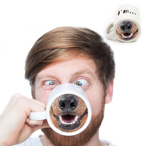 12 Oz Novelty Dog Nose Ceramic Mug Dishwasher