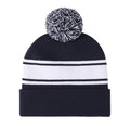 Two Tone Pom Striped Long Beanie Hat