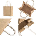 100% Natural Jute Burlap Tote Bag With Soft Canvas Handles