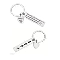 Key Tag - Silver Rectangular W/ Heart Charm