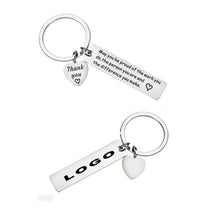 Key Tag - Silver Rectangular W/ Heart Charm