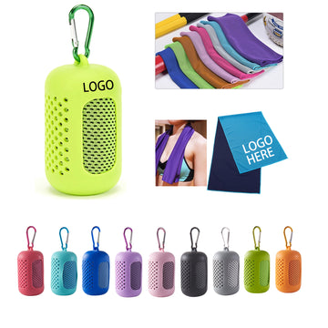 Cold Sensing Fitness Quick-Drying Towel With Silicone Case