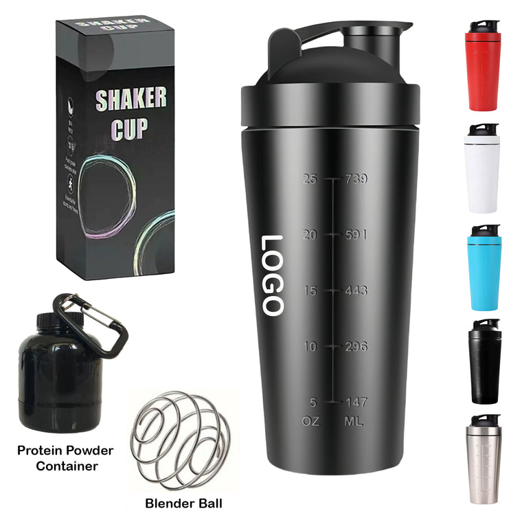 25Oz Shaker Bottle W/ Blender Ball & Powder Container