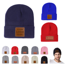 Leather Labeled Warm Knit Cap