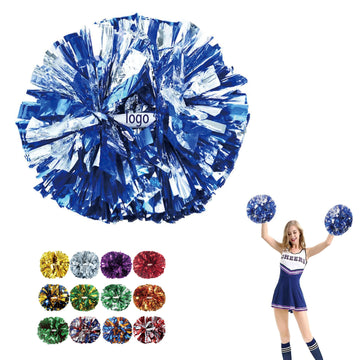 Premium Metallic Cheer Pom Poms With Baton Handle