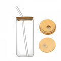 16Oz Pint Glass With Glass Straw & Bamboo Lid