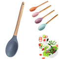 Kitchen Wooden Handle Silicone Spoon