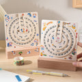 Wooden Perpetual Calendar With Disc Display For Desk