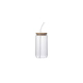 Bamboo-Lid High Borosilicate Glass Water Cup With Straw