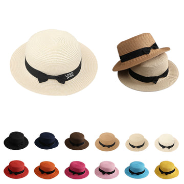 Summer Bow Tie Straw Visor Sun Hat