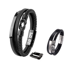 Creative Accessories Stainless Steel Woven Leather Bracelet