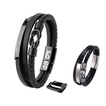 Creative Accessories Stainless Steel Woven Leather Bracelet