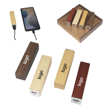 Bamboo Wood Square Tube Power Bank