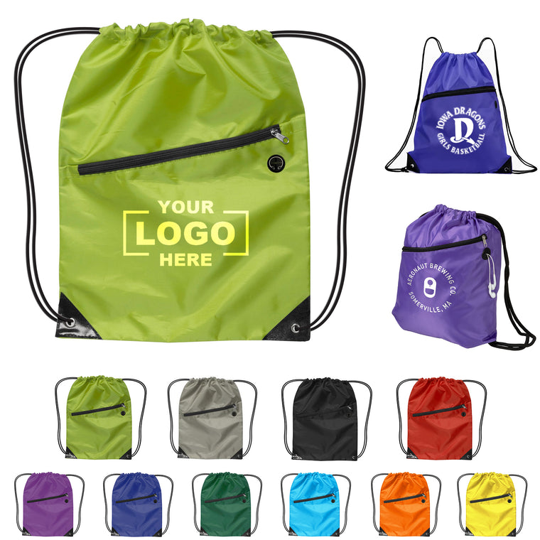 Nylon Zippered Drawstring Backpack